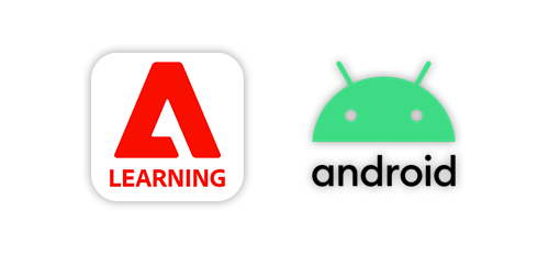 Adobe Learning Manager and Android logos